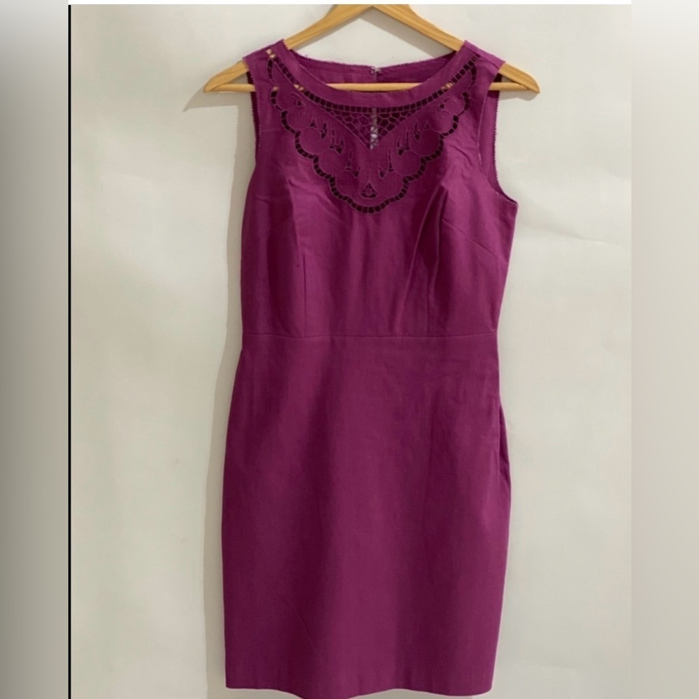 LOFT Ann Taylor Linen Cotton Blend Dress Purple 00 NWT